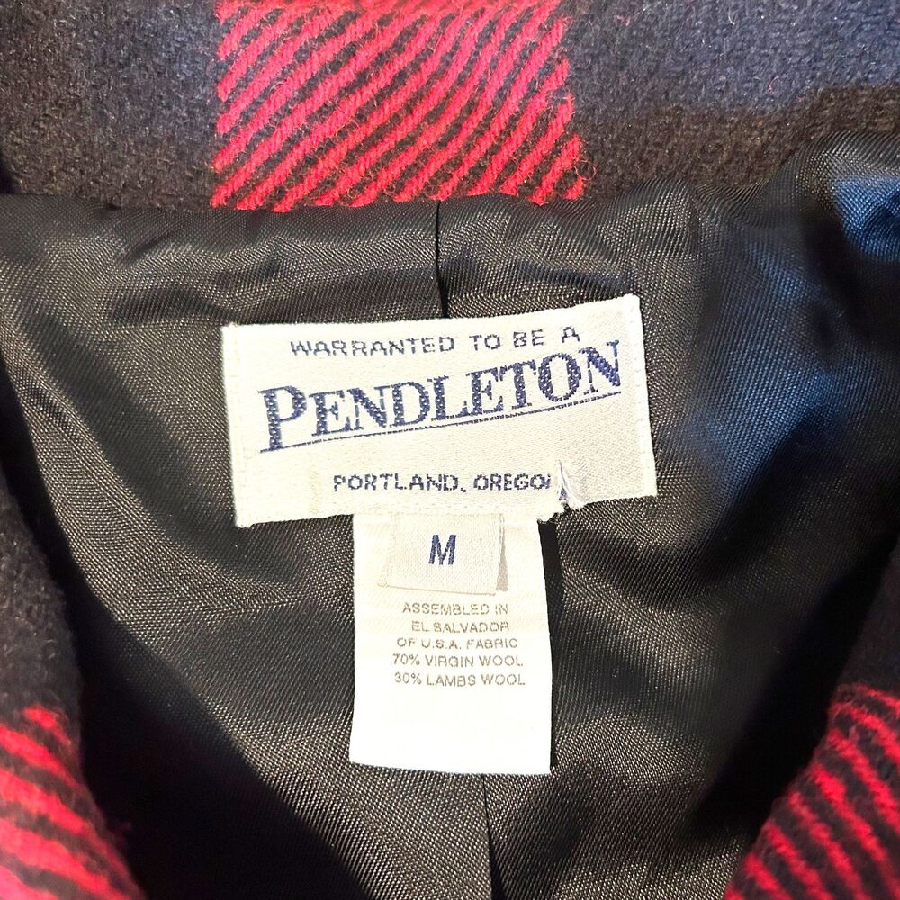 Pendleton Buffalo Plaid Wool Bomber Jacket Red Bl… - image 6